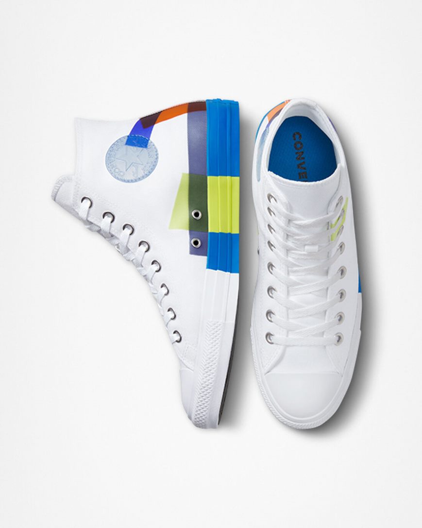 Men's Converse Chuck Taylor All Star Space Racer High Top Shoes White / Blue / White | AU 53E69M